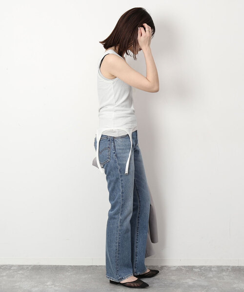 SLOBE IENA（スローブイエナ）の「強撚フライスガーターデザインタンク（タンクトップ・レディース・グレー/ホワイト・FREE）」の13枚目の写真