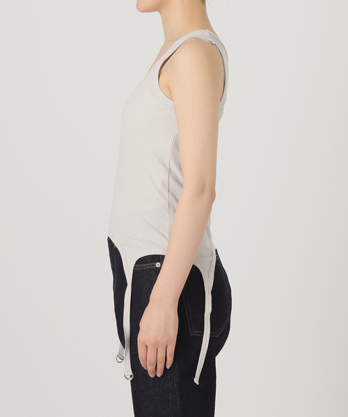 SLOBE IENA（スローブイエナ）の「強撚フライスガーターデザインタンク（タンクトップ・レディース・グレー/ホワイト・FREE）」の16枚目の写真