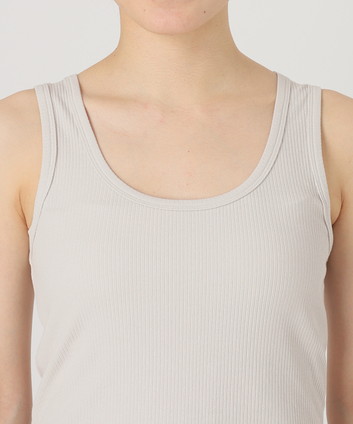 SLOBE IENA（スローブイエナ）の「強撚フライスガーターデザインタンク（タンクトップ・レディース・グレー/ホワイト・FREE）」の18枚目の写真