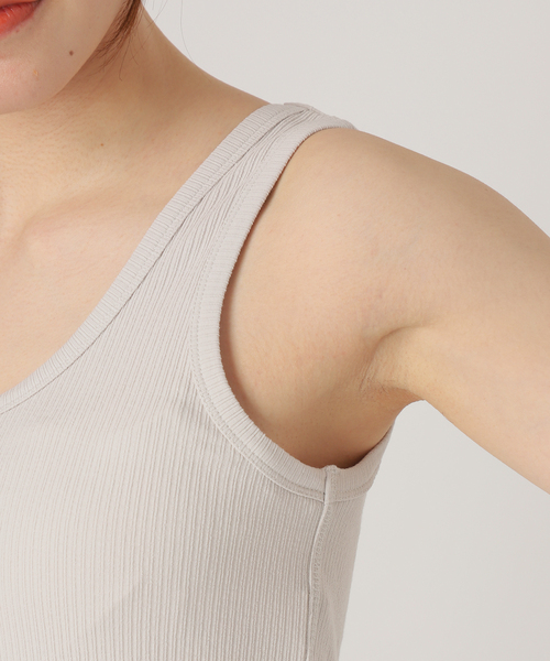 SLOBE IENA（スローブイエナ）の「強撚フライスガーターデザインタンク（タンクトップ・レディース・グレー/ホワイト・FREE）」の20枚目の写真