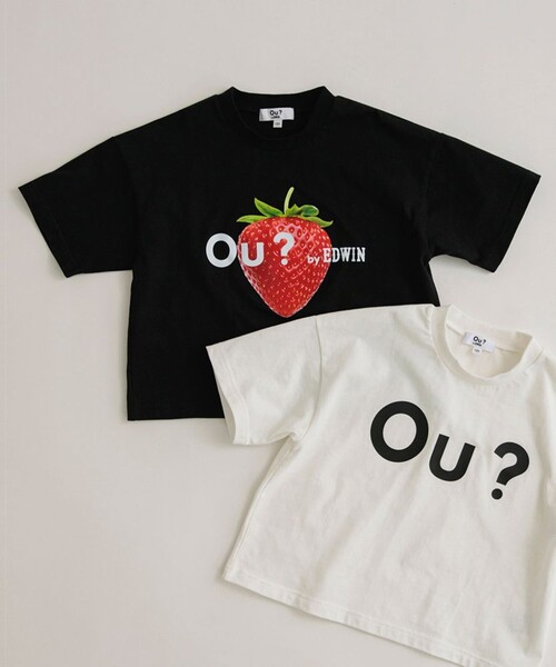 EDWIN(エドウィン)の「【Ou? by EDWIN】Ou?BIGロゴ半袖Tシャツ(Tシャツ/カットソー・キッズ・オフホワイト/ブラック・100/150/110/120/90/130/140)」の2枚目の写真