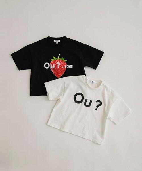 EDWIN(エドウィン)の「【Ou? by EDWIN】Ou?BIGロゴ半袖Tシャツ(Tシャツ/カットソー・キッズ・オフホワイト/ブラック・100/150/110/120/90/130/140)」の3枚目の写真