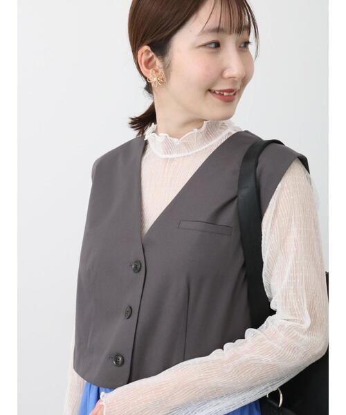 Te chichi TERRASSE（テチチテラス）の「【セットアップ可】ショートジレ（ベスト・レディース・ベージュ/グレー/チャコールグレー・F）」の2枚目の写真