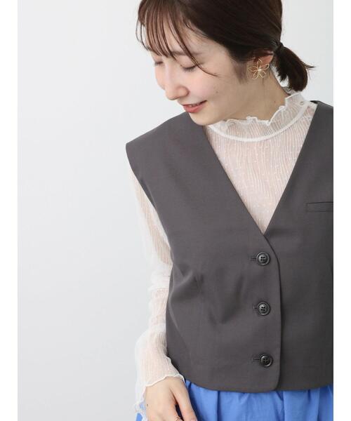 Te chichi TERRASSE（テチチテラス）の「【セットアップ可】ショートジレ（ベスト・レディース・ベージュ/グレー/チャコールグレー・F）」の16枚目の写真