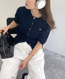 fredy emue | FR刺繍ケーブル柄半袖カーディガン(カーディガン/ボレロ)