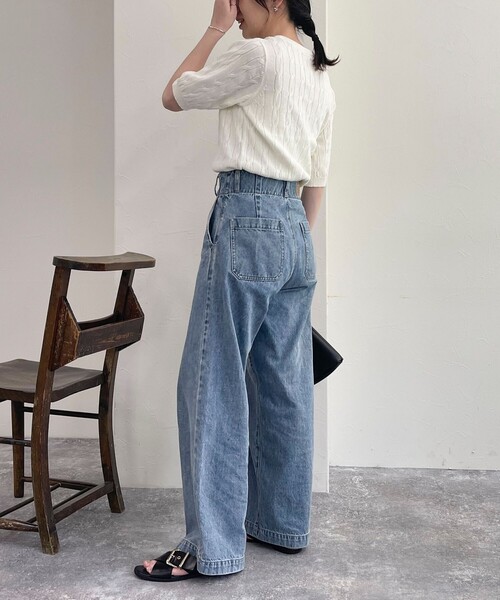 fredy emue(フレディエミュ)の「【新色登場】FR刺繍ケーブル柄半袖カーディガン(カーディガン/ボレロ・レディース・オフホワイト/ブルー/ネイビー/ピンク/ライトグレー/オレンジ/レッド/グレイッシュベージュ・38)」の19枚目の写真