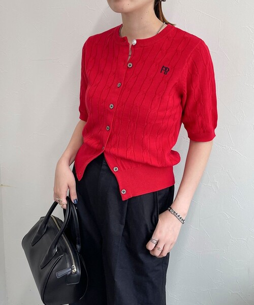 フラッフィー半袖カーデ フラッフィー半袖カーデ フラッフィーニットカーディガン - FUN FROM