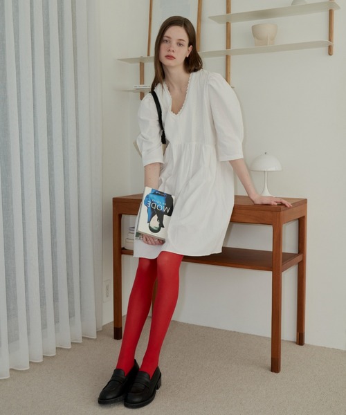 GIUNON（ジウノン）の「puff sleeve dress / パフスリーブドレス（ワンピース・レディース・ホワイト/ブラック・FREE）」の4枚目の写真