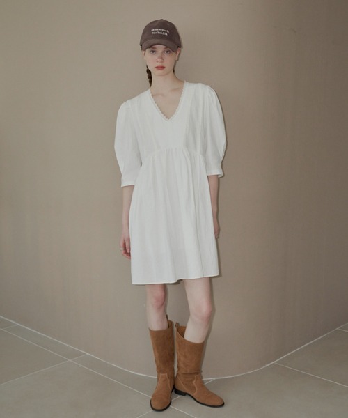 GIUNON（ジウノン）の「puff sleeve dress / パフスリーブドレス（ワンピース・レディース・ホワイト/ブラック・FREE）」の19枚目の写真