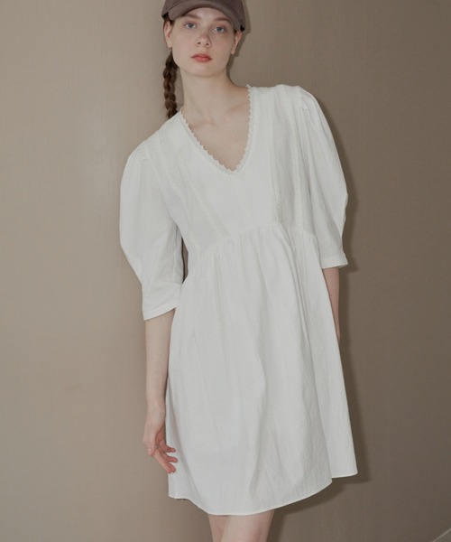 GIUNON（ジウノン）の「puff sleeve dress / パフスリーブドレス（ワンピース・レディース・ホワイト/ブラック・FREE）」の16枚目の写真