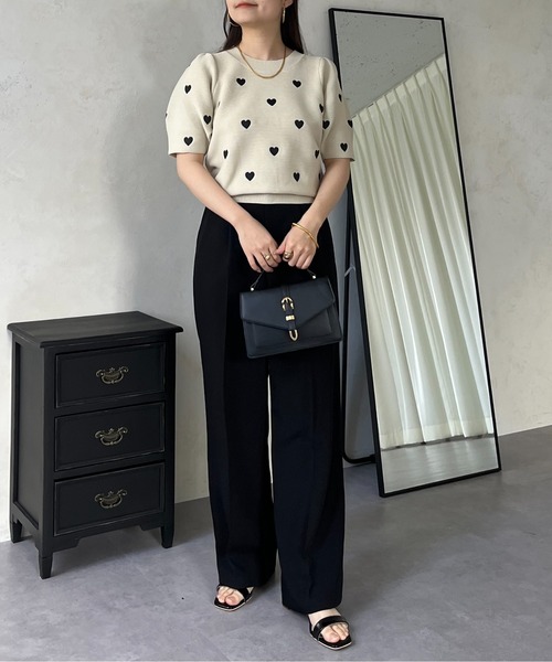 prose verse（プロズヴェール）の「半袖ハート刺繍ニット（ニット/セーター・レディース・ブラック/ベージュ・ﾌﾘ-）」の14枚目の写真