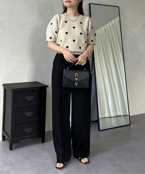 prose verse（プロズヴェール）の「半袖ハート刺繍ニット（ニット/セーター・レディース・ブラック/ベージュ・ﾌﾘ-）」の15枚目の写真