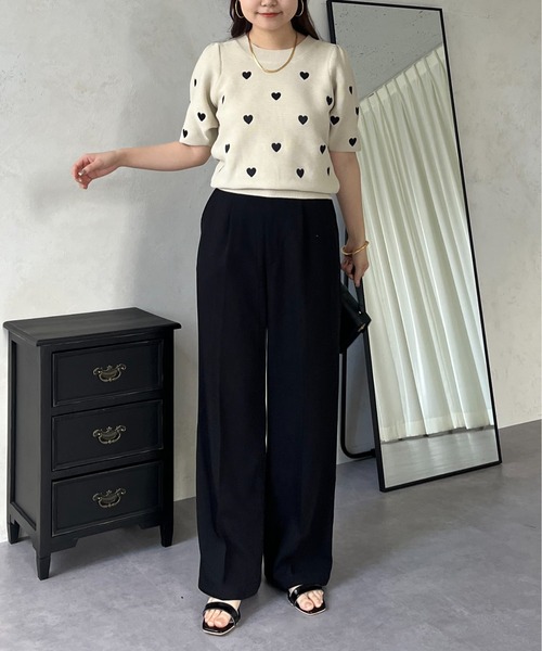 prose verse（プロズヴェール）の「半袖ハート刺繍ニット（ニット/セーター・レディース・ブラック/ベージュ・ﾌﾘ-）」の16枚目の写真