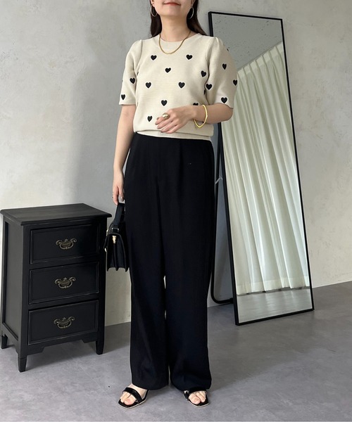 prose verse（プロズヴェール）の「半袖ハート刺繍ニット（ニット/セーター・レディース・ブラック/ベージュ・ﾌﾘ-）」の18枚目の写真