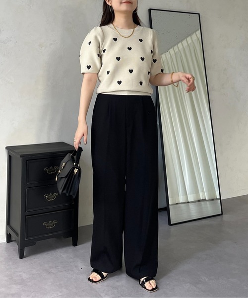 prose verse（プロズヴェール）の「半袖ハート刺繍ニット（ニット/セーター・レディース・ブラック/ベージュ・ﾌﾘ-）」の19枚目の写真