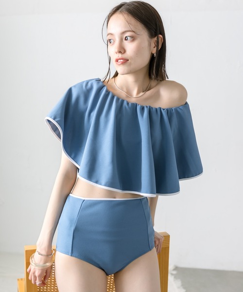 mystic(ミスティック)の「【森川企画 2024 swim wear】パイピングフリルスイムウェア(水着・レディース・ブルー/ブラック・FREE)」の11枚目の写真