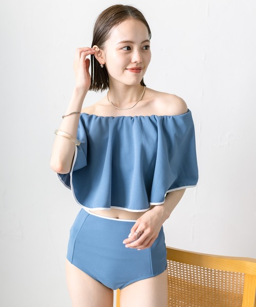 mystic(ミスティック)の「【森川企画 2024 swim wear】パイピングフリルスイムウェア(水着・レディース・ブルー/ブラック・FREE)」の9枚目の写真