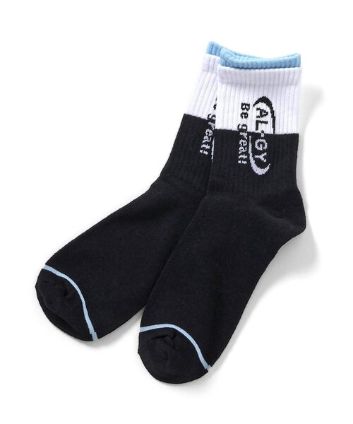 algy(アルジー)の「バイカラークルーソックス(ソックス/靴下・キッズ・グリーン/ブラック/ブルー・21/24)」の2枚目の写真