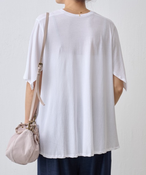 BEARDSLEY（ビアズリー）の「強撚フレアーTシャツ（Tシャツ/カットソー・レディース・ホワイト/ブラック・FREE）」の6枚目の写真