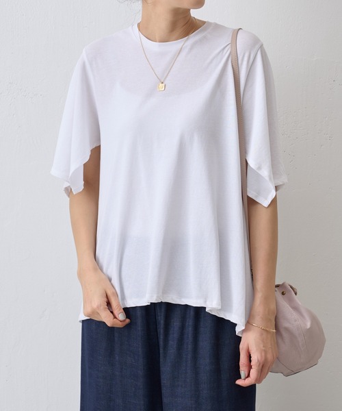 BEARDSLEY（ビアズリー）の「強撚フレアーTシャツ（Tシャツ/カットソー・レディース・ホワイト/ブラック・FREE）」の8枚目の写真