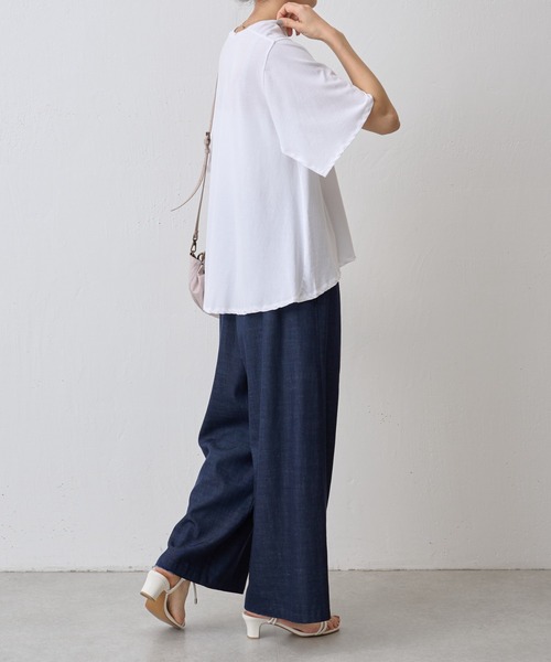 BEARDSLEY（ビアズリー）の「強撚フレアーTシャツ（Tシャツ/カットソー・レディース・ホワイト/ブラック・FREE）」の14枚目の写真