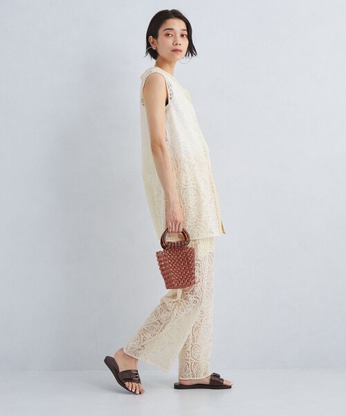 green label relaxing(グリーンレーベルリラクシング)の「レース パンツ(その他パンツ・レディース・ブラック/オフホワイト・FREE)」の7枚目の写真