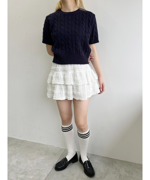 PHILLY(フィリー)の「【PHILLY】ケーブル半袖ニット(ニット/セーター・レディース・ネイビー/アイボリー/グレー・FREE)」の20枚目の写真