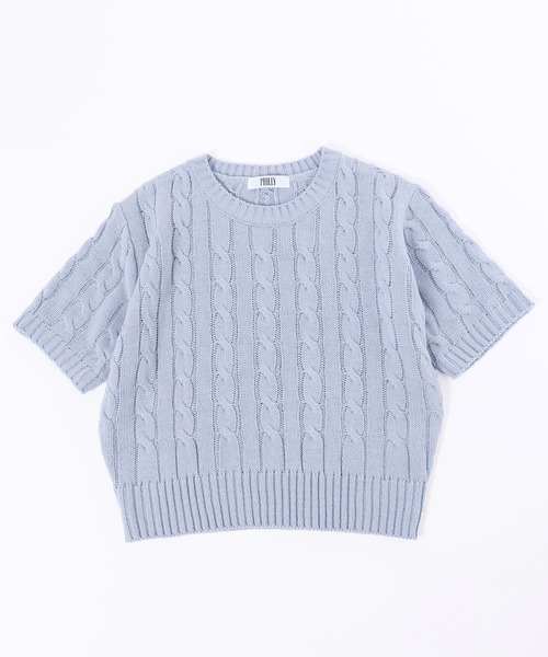PHILLY(フィリー)の「【PHILLY】ケーブル半袖ニット(ニット/セーター・レディース・ネイビー/アイボリー/グレー・FREE)」の18枚目の写真