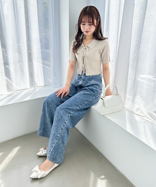 なページ Heather（ヘザー）の「ラメリボンニット（半袖） 118754（ニット