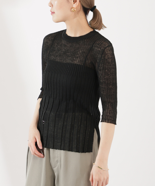 enrica(エンリカ)の「enrica (エンリカ)ハーフスリーブプルオーバー KNIT099(ニット/セーター・レディース・ブラック・FREE)」の20枚目の写真