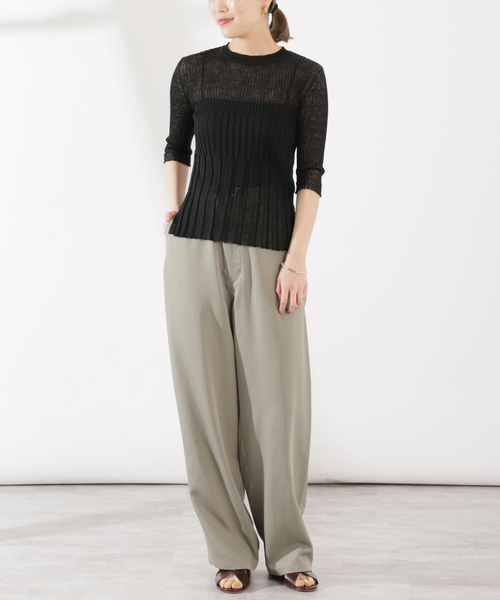 enrica(エンリカ)の「enrica (エンリカ)ハーフスリーブプルオーバー KNIT099(ニット/セーター・レディース・ブラック・FREE)」の3枚目の写真