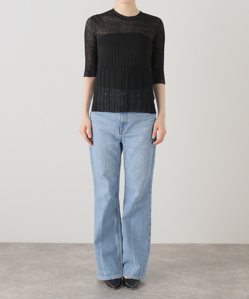 enrica(エンリカ)の「enrica (エンリカ)ハーフスリーブプルオーバー KNIT099(ニット/セーター・レディース・ブラック・FREE)」の8枚目の写真