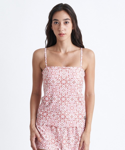 幾何学×洗練シルエット◆ROXY Fresco Tile◆夏の主役水着 ROXY ラッシュガード FRESCO TILE/ロキシーノースリーブラッシュ