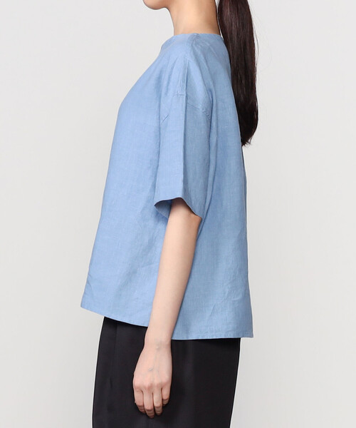 ORCIVAL（オーシバル）の「ORCIVAL | リネン ボートネックプルオーバーシャツ SOLID WOMEN（シャツ/ブラウス・レディース・サックスブルー/チャコール・1）」の6枚目の写真