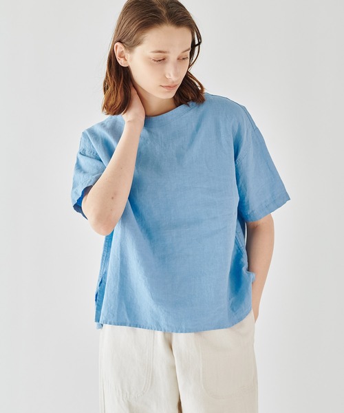 ORCIVAL（オーシバル）の「ORCIVAL | リネン ボートネックプルオーバーシャツ SOLID WOMEN（シャツ/ブラウス・レディース・サックスブルー/チャコール・1）」の14枚目の写真