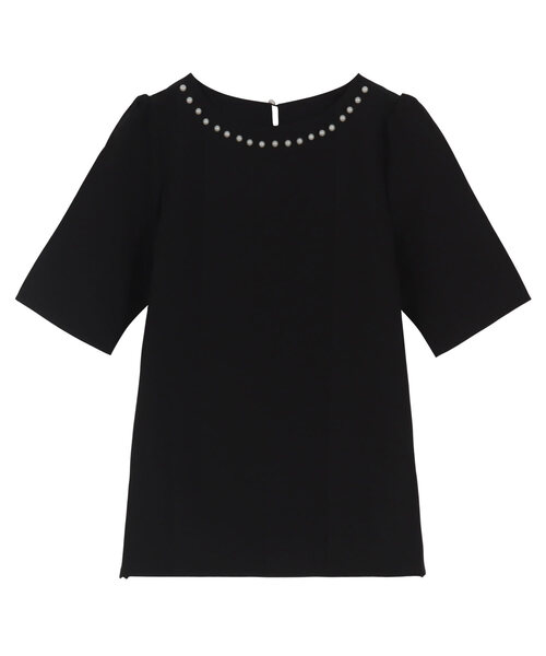 KOBE LETTUCE（コウベレタス）の「ネックパールトップス（シャツ/ブラウス・レディース・オフホワイト/サックスブルー/ブラック/ホワイト系/サックスブルー系/ブラック系・M/M1）」の4枚目の写真