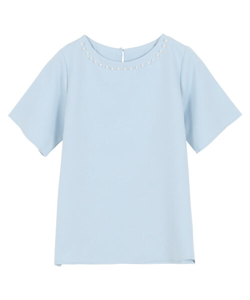 KOBE LETTUCE（コウベレタス）の「ネックパールトップス（シャツ/ブラウス・レディース・オフホワイト/サックスブルー/ブラック/ホワイト系/サックスブルー系/ブラック系・M/M1）」の5枚目の写真