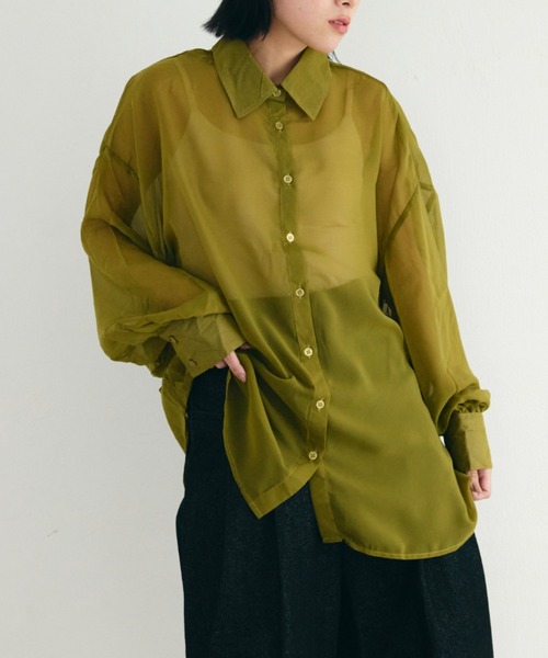 IROHANI(イロハニ)の「シアーオーバーサイズシャツ(シャツ/ブラウス・レディース・グリーン・FREE)」の10枚目の写真