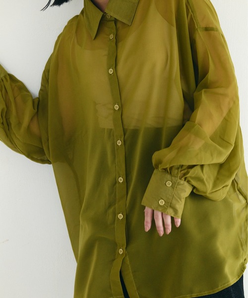 IROHANI(イロハニ)の「シアーオーバーサイズシャツ(シャツ/ブラウス・レディース・グリーン・FREE)」の8枚目の写真