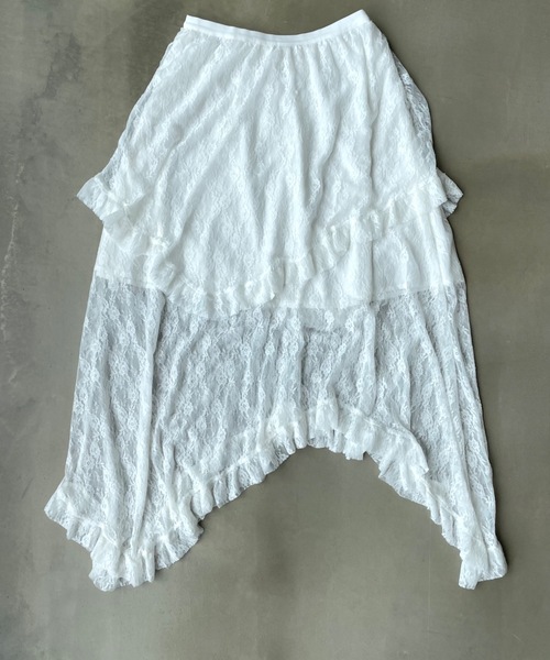 SHAGGIE（シャギー）の「レースレイヤードスカート（スカート・レディース・ブラック/ホワイト・FREE）」の8枚目の写真