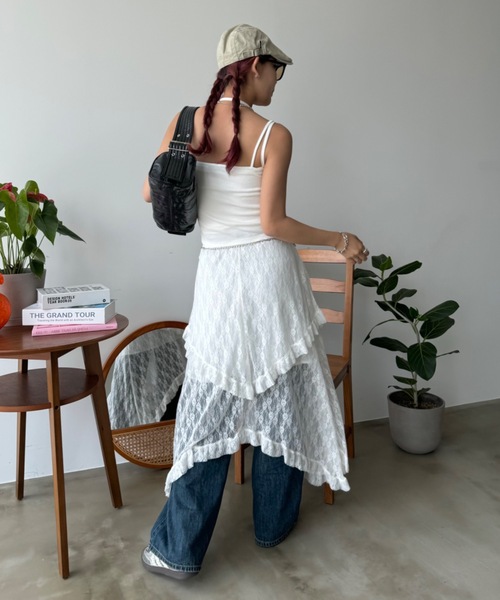 SHAGGIE（シャギー）の「レースレイヤードスカート（スカート・レディース・ブラック/ホワイト・FREE）」の5枚目の写真