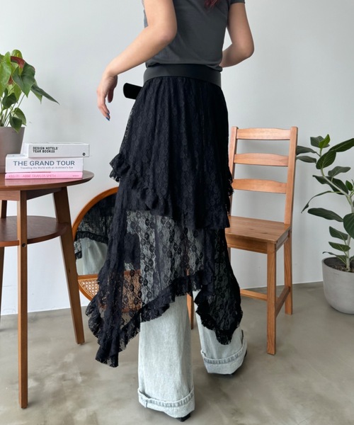 SHAGGIE（シャギー）の「レースレイヤードスカート（スカート・レディース・ブラック/ホワイト・FREE）」の16枚目の写真