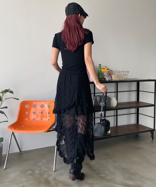 SHAGGIE（シャギー）の「レースレイヤードスカート（スカート・レディース・ブラック/ホワイト・FREE）」の14枚目の写真