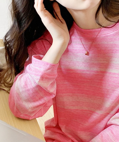 Dewlily(デューリリー)の「マルチボーダーTシャツ(Tシャツ/カットソー・レディース・ブルー/ブラック/グリーン/ピンク・FREE)」の14枚目の写真