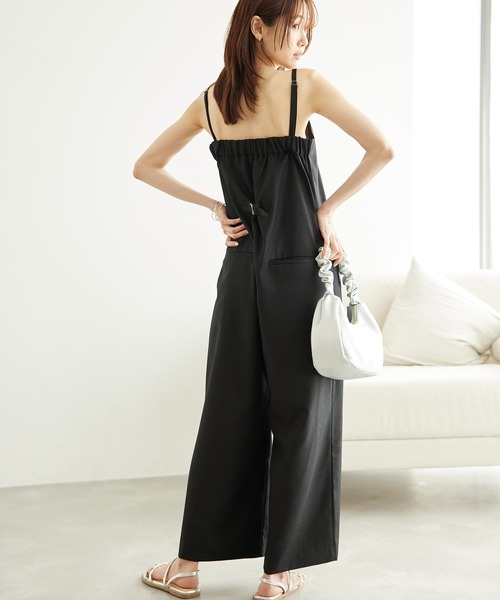 ROPE' PICNIC（ロペピクニック）の「シャークスキンベアパンツ/セットアップ対応（つなぎ/オールインワン・レディース・ブラック系その他/チャコールグレー・36/38）」の4枚目の写真