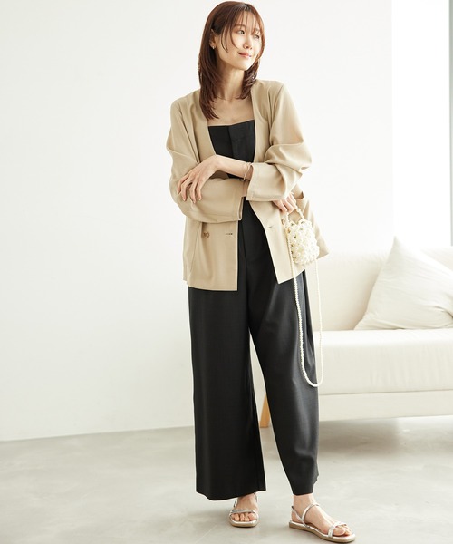 ROPE' PICNIC（ロペピクニック）の「シャークスキンベアパンツ/セットアップ対応（つなぎ/オールインワン・レディース・ブラック系その他/チャコールグレー・36/38）」の7枚目の写真