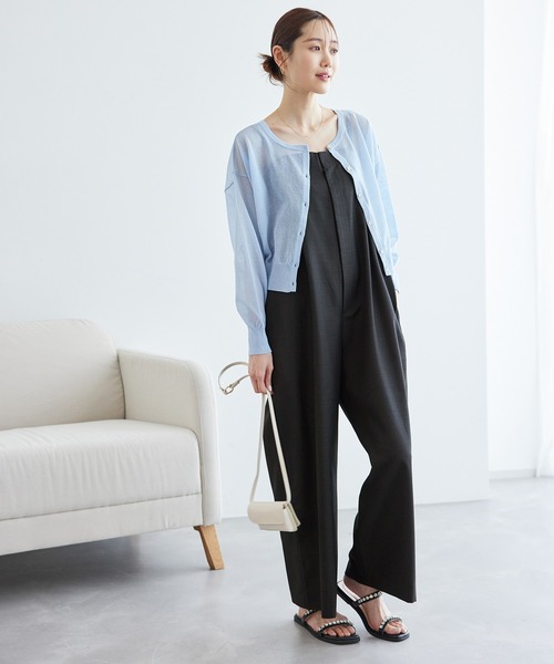 ROPE' PICNIC（ロペピクニック）の「シャークスキンベアパンツ/セットアップ対応（つなぎ/オールインワン・レディース・ブラック系その他/チャコールグレー・36/38）」の9枚目の写真