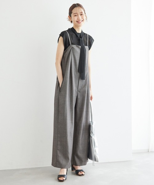 ROPE' PICNIC（ロペピクニック）の「シャークスキンベアパンツ/セットアップ対応（つなぎ/オールインワン・レディース・ブラック系その他/チャコールグレー・36/38）」の14枚目の写真