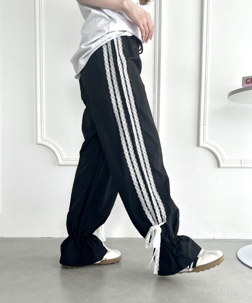TheOpen Product ナイロンラインパンツ ブラウン OPEN YY