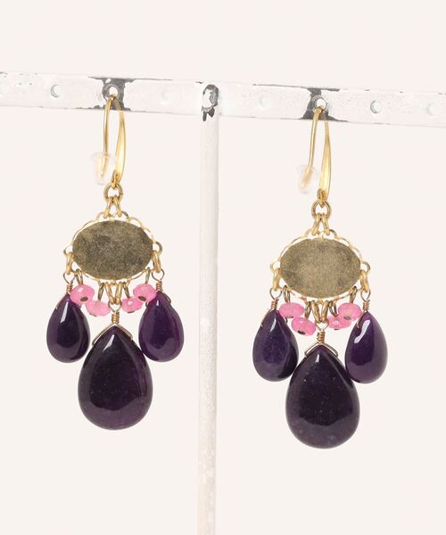 KU-CROISSANT（クークロワッサン）の「【DAVID AUBREY】ZOIE ピアス（ピアス（両耳用）・レディース・パープル・ONE SIZE）」の3枚目の写真